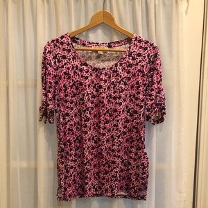 Michael Kors Floral Top, True Navy/Bright Blush